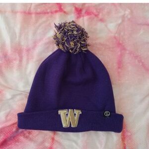 University of Washington Huskies Gold W UDub Purple Adult Pom Beanie Zephyr Hat